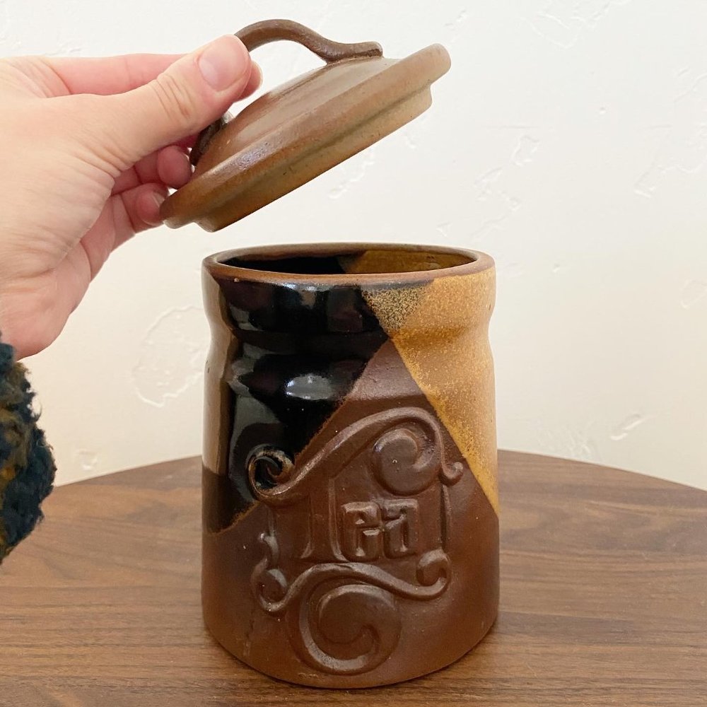 Vintage USA Made Pottery Craft Canister
